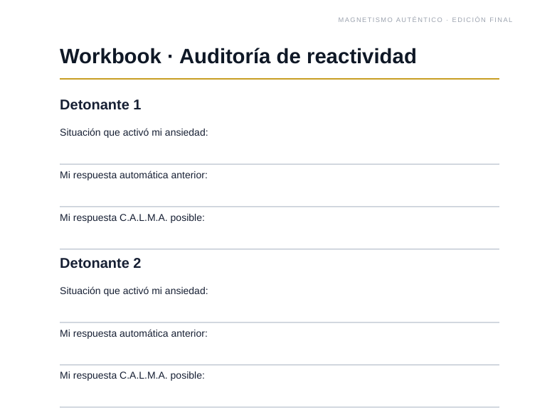 Magnetismo Auténtico: Programa de 30 Días para Dejar de Perseguir Atención y Recuperar tu Centro Emocional. (Versión en español)