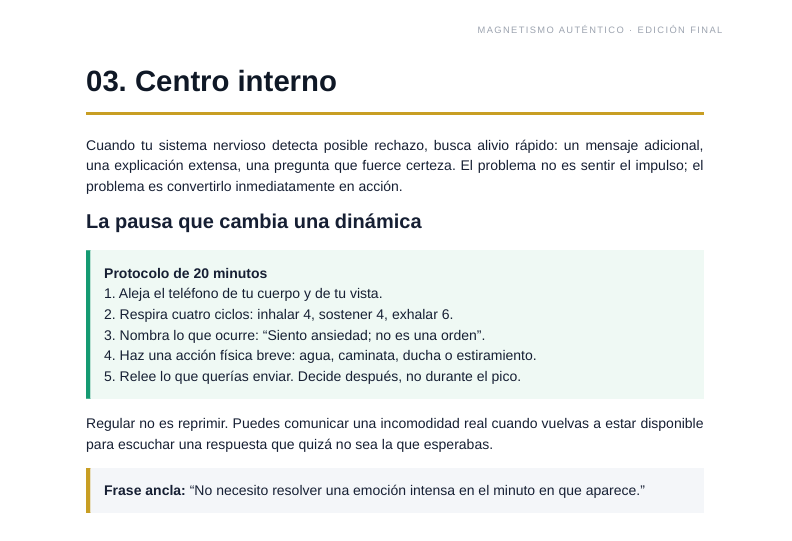 Magnetismo Auténtico: Programa de 30 Días para Dejar de Perseguir Atención y Recuperar tu Centro Emocional. (Versión en español)