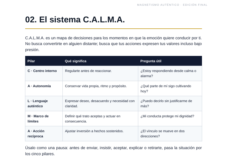 Magnetismo Auténtico: Programa de 30 Días para Dejar de Perseguir Atención y Recuperar tu Centro Emocional. (Versión en español)